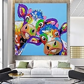 cheap Animal Paintings-Nursery Oil Painting Hand Painted Animals Abstract Modern Contemporary Stretched Canvas With Stretched Frame