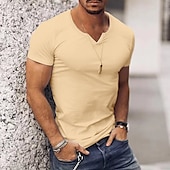 economico magliette di base-Per uomo Maglietta Maniche Corte Scollo a V Estate Semplice Streetwear Elegante Stile Moderno Vacanza Uscire Casual Quotidiano Nero Bianco Rosa Maglietta Top per Uomo