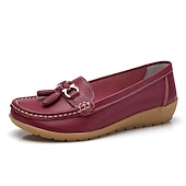 billige Flate sko til kvinner-Dame Flate sko Slip-Ons Store størrelser Klassiske Loafers Myke sko Arbeid Daglig Vandring Helfarge Sommer Flat hæl Kvadratisk Tå Fritid minimalisme Fuskelær PU Tøfler Lyseblå Vin Svart