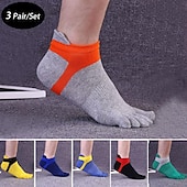 cheap Men&#039;s Socks-Men&#039;s 3 Pairs Ankle Socks Sport Socks / Athletic Socks Toe Socks Low Cut Socks Black Yellow Color Color Block Daily Wear Vacation Weekend Patchwork Medium Summer Spring &amp;  Fall Stylish Casual