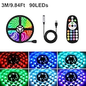 cheap Remote Control-5V USB LED Strip Lights RGB 5050 1M 2M 3M 5M Color Changing Light with 24key IR Remote Controller for Home Bedroom Kitchen TV Back Lights DIY Decor