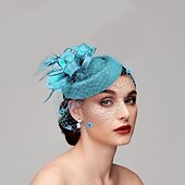 preiswerte Faszinator-Federn Netz Pillbox Fascinator Hüte Kopfbedeckungen mit Federkappe Blume 1 Stück Hochzeit Pferderennen Damen Tag Kopfschmuck um Eindruck zu hinterlassen Renntag Kleid