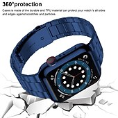 baratos Pulseiras de Apple Watch-Compatível com Pulseira Apple Watch 38mm 40mm 41mm 42mm 44mm 45mm 49mm com caixa Antichoque Aço Inoxidável pulseira de substituição para iwatch Ultra 2 Series 9 8 7 SE 6 5 4 3 2 1