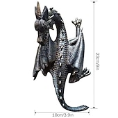 economico sculture e statue da giardino-scultura da parete drago cornuto, poliresina, pietra grigia, gotico &amp;amplificatore; decorazioni medievali, decorazioni per desktop e scaffali, regali decorativi per ufficio per uomo