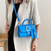 olcso Kézitáskák és bevásárlótáskák-Női Kézitáska Crossbody táska PU bőr Napi Tartós Tömör szín Fekete Fehér Sárga