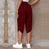 abordables Bermuda-Femme short capri Mode Mollet Plein Poches latérales Confort Micro-élastique Casual Quotidien Noir Vin Bleu Kaki Standard