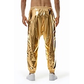levne oblečení-sada s lesklým kovovým tričkem jogger kalhoty 2 ks outfity pánské disco 80. léta cvičení cosplay kostým maškarní karneval párty klub