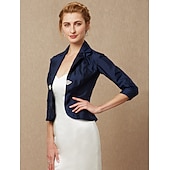 baratos envoltórios de convidados de casamento-Casacos  Jaquetas Manga 3/4 Tafetá Casamento  Festa  Noite  Convidada Feminina Wrap Com Strass  Fivela Impressar em Vestidos