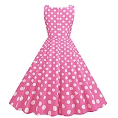 ieftine Rochii-1950 Retro / vintage rockabilly Rochii Costum de petrecere Rochie Flare Buline Costume de fancy Pentru femei Petrecere / Seara Petrecerea Burlăcițelor Adulți Rochie Rochii de acasă