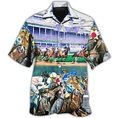 abordables Camisas estampadas para hombre-Hombre Comida Letra Camisa Abotonar la camisa Manga Corta Tropical Moda Hawaiano Exterior Diario Playa Verano Primavera Cuello Vuelto Estampado Abotonar Negro Negro / Verde Amarillo Verde Claro Negro