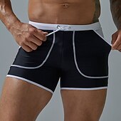 economico Costumi da Bagno per Uomini-Per uomo Costumi da bagno Pantaloncini da mare Boxer da mare Pantaloncini da bagno boxer Pantaloncini Tasche Liscio Comfort Traspirante Esterno Giornaliero Per uscire Sportivo Hawaiano Nero Rosso