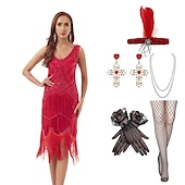 levne oblečení-Šaty Gatsby z 20. let se sadou doplňků z 20. let dámské flitry střapec třásňový kostým retro vintage cosplay party a večerní koktejlové šaty