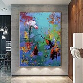 billiga Landskapsmålningar-handgjord oljemålning canvas väggdekoration modern abstrakt texturerad lotusblommor för heminredning rullad ramlös osträckt målning