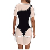 billiga Rolig grafik-dambikiniskjorta täcka upp klänning rolig söt bikinitryck för badkläder kortärmad 3d-grafik baggy badkläder täckning