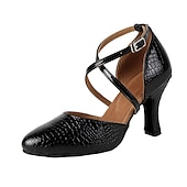 abordables Chaussures de bal, de danse moderne-Femme Salon Chaussures Modernes Chaussures de personnage Utilisation Entraînement Soirée Talon Gland Talon épais Sangle croisée Lumineux Noir Noir