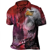 preiswerte Poloshirt mit Animalprint für Herren-Herren Baum Grafik-Drucke Adler Poloshirt Golfhemd Kurzarm Hemd Umlegekragen Outdoor Strasse Hellgrün Rote Blau Purpur Grün Kordelzug Bedruckt Bekleidung Sport Modisch Strassenmode Designer
