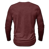 tanie Casualowa koszulka Henley-Męskie Koszula Henley Koszulka Koszulka z długim rękawem Równina Henley Ulica Urlop Długi rękaw Odzież 100% bawełna Zabytkowe Moda Podstawowy