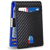 economico porta carte e custodie-Portafoglio portacarte in fibra di carbonio con chiusura magnetica protezione multi carte di credito per donne e uomini