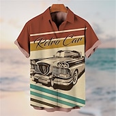 olcso Retro vintage nyomtatás-Férfi Szöveg Régies (Vintage) Hula lányok Ing Hawaii ing Aloha ing Rövid ujjú Ing Térfogatcsökkenés Szüret Divat Utcai sikk Szabadtéri Utca Hétköznapi Fekete Sárga Medence S M L