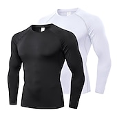 billiga aktiva t-shirts och tankar för män-Herr Kompressionströja T-shirt för jogging Långärmad Baslager Sport Sommar Elastan Andningsfunktion Snabb tork Fuktabsorberande Mjuk Kondition Gymträning Löpning Sportkläder Sportkläder Solid färg