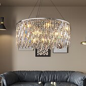 preiswerte Kronleuchter-Licht Luxus Wohnzimmer Kronleuchter neue moderne einfache runde Licht Luxus Kristalllampe Designer Wohnatmosphäre Restaurant Kronleuchter