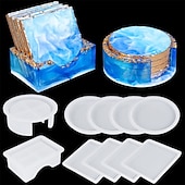cheap Photobooth Props-Crystal Drop Adhesive Diy Epoxy Resin Square Coaster Box Circular Coaster Box Storage Box Silicone Mirror Mold