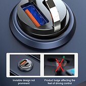 お買い得  車用充電器-seametal 100w 車の usb 充電器 スーパーチャージ usb-a usb-c シガーライターアダプタ hidden phone Charger for iphone huawei samsung