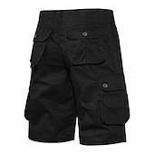 cheap Outdoor-Men's Cargo Shorts Shorts Bermuda shorts Pocket Plain Comfort Breathable Outdoor Daily Going out Casual Big and Tall Dark Brown Black