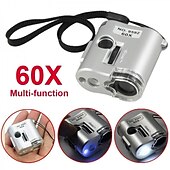 cheap Microscopes &amp; Endoscopes-Mini Pocket 60X Microscope Magnifier Glass Jeweler Loupe with LED UV Light