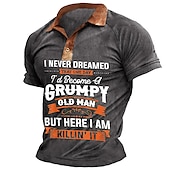 cheap Men&#039;s Fun Text Polo-Men&#039;s Funny Polo Shirts Golf Shirt Short Sleeve Polo Shirts Collared Shirts Vintage Casual Streetwear Festival Wear Party Outfits Buttons 3D Print Navy Blue Purple Brown