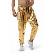 levne oblečení-sada s lesklým kovovým tričkem jogger kalhoty 2 ks outfity pánské disco 80. léta cvičení cosplay kostým maškarní karneval párty klub