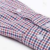 voordelige Overhemden voor heren-Voor heren Overhemd Strepen en Plaid Bruiloft liiketoiminta Kastanjebruin Donker Rood Geel Donker Marine Lange mouw Opstaande boord Lente &amp; Herfst Kleding