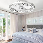 economico Ventilatore da soffitto con luci-ventilatori a soffitto a led con luci lampadari di cristallo dimmerabili con telecomando 20 &quot;lampada da soffitto a incasso lampadario in metallo camera da letto soggiorno