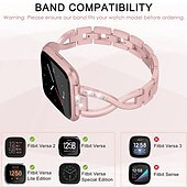 economico Cinturini per orologi Fitbit-Cinturino intelligente Compatibile con Fitbit Versa 4 Sense 2 Versa 3 Sense Versa 2 / Versa Lite / Versa SE / Versa Acciaio inossidabile Con diamantini Orologio intelligente Cinghia con lo strumento
