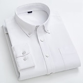 billige oxfordskjorter for menn-Herre Dresskjorter Skjorte med knapp ned Oxford skjorte Striper og rutete Bryllup Kontor og karriere Lysegul Lyseblå Hvit Lysegrønn Langermet Aftæpning Vår &amp; Vinter Klær