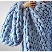 economico Coperte da letto-coperta in maglia spessa coperta in lana super spessa tessuta a mano coperta per divano coperta per maglieria coperta in filo spesso