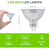 abordables Ampoules LED double broche-4 pièces gu5.3 mr16 led ampoule de projecteur blanc chaud 3000k/6000k 4w équivalent à 40w lampe halogène ac/dc 12v non dimmable