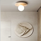 cheap Ceiling Lights-Shallow Bowl Shape Ceiling Light Fixture, Minimalist Stone Glass Semi Flush Mount Light with 1 Bulb for Hallway 110-240V