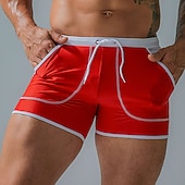 economico Costumi da Bagno per Uomini-Per uomo Costumi da bagno Pantaloncini da mare Boxer da mare Pantaloncini da bagno boxer Pantaloncini Tasche Liscio Comfort Traspirante Esterno Giornaliero Per uscire Sportivo Hawaiano Nero Rosso