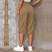 abordables Bermuda-Femme short capri Mode Mollet Plein Poches latérales Confort Micro-élastique Casual Quotidien Noir Vin Bleu Kaki Standard