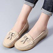 billige Flate sko til kvinner-Dame Flate sko Slip-Ons Store størrelser Klassiske Loafers Myke sko Arbeid Daglig Vandring Helfarge Sommer Flat hæl Kvadratisk Tå Fritid minimalisme Fuskelær PU Tøfler Lyseblå Vin Svart
