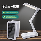 abordables Lámparas de escritorio-lámpara de mesa plegable solar regulable táctil lámpara de escritorio lámpara de mesa de protección ocular lámpara de mesa recargable solar portátil carga usb solar