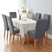 abordables Funda para silla de comedor-Funda elástica para silla de comedor, 6 piezas, para mascotas, con respaldo alto, de licra, color burdeos y rojo, con protector inferior elástico para comedor, ceremonia de boda, duradera, lavable