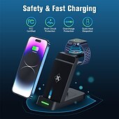 お買い得  ワイヤレス充電器-ワイヤレスチャージャー ワイヤレス充電スタンド CE 高速ワイヤレス充電 3 in 1 用途 ユニバーサル