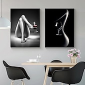 cheap People Prints-People Wall Art Canvas Sexy Nude Women Prints Painting Artwork Picture Cigarett Red Wine Figure Home Decoration Décor Rolled Canvas No Frame Unframed