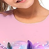 voordelige Meisjes 3D Dieren-Kinderen Voor meisjes T-shirt Grafisch Buiten 3D-afdrukken Korte mouw Ronde hals Actief 7-13 jaar Zomer Meerkleurig Blozend Roze Rood