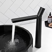 abordables Classiques-mitigeur lavabo haut, mitigeur lavabo monobloc monocommande monotrou montage sur gorge, avec flexible eau chaude et eau froide, robinets cuve en laiton