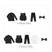cheap Boy&#039;s Formal Suit-4 Pieces 5 Pieces Ring Bearer Suit Boys Kids Toddler Suit Formal Suit Suit &amp; Blazer Suit Vest Jacket &amp; Pants Formal Anniversary Party Back to School Fashion Gentle Solid Color Black Navy Blue Cotton
