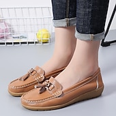 billige Flate sko til kvinner-Dame Flate sko Slip-Ons Store størrelser Klassiske Loafers Myke sko Arbeid Daglig Vandring Helfarge Sommer Flat hæl Kvadratisk Tå Fritid minimalisme Fuskelær PU Tøfler Lyseblå Vin Svart