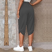 abordables Bermuda-Femme short capri Mode Mollet Plein Poches latérales Confort Micro-élastique Casual Quotidien Noir Vin Bleu Kaki Standard